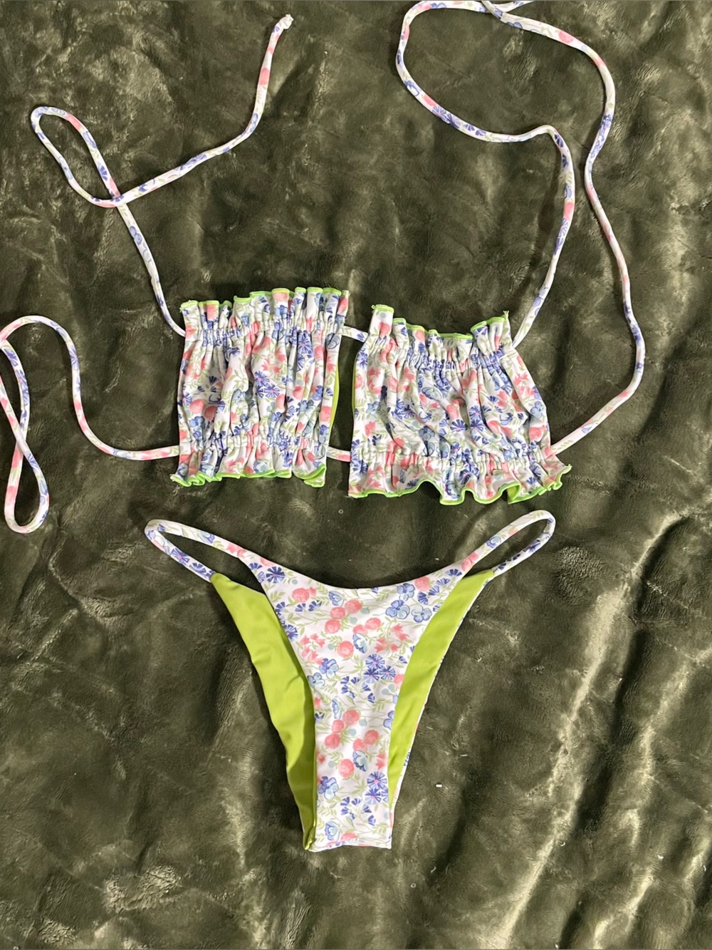 San Lorenzo Reversible Floral Ruched Two-Piece Bikini Set